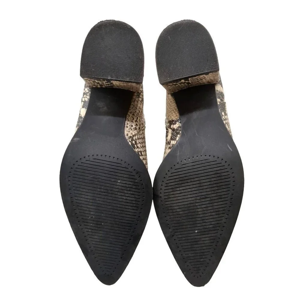 Madden Girl Ankle Bootie Heeled Boot Womens‎ 6 Side Zip Snakeskin Natural Dafani